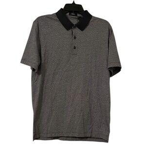 Theory Men's Baltic Navy/White Diagonal Dash Button Polo Shirt Size XL